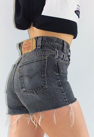 VINTAGE LEVI'S 80'S HIGH WAIST GREY WASH SHORTS