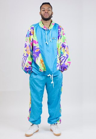 VINTAGE 90'S PATTERNED MULTI-COLOUR SHELL TRACKSUIT