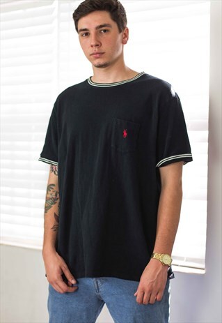 VINTAGE POLO RALPH LAUREN T-SHIRT POCKET LOGO 90S XXL 10.3