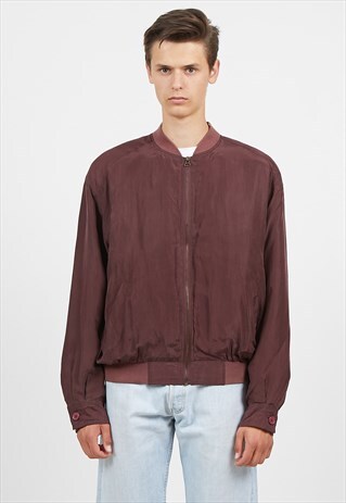 VINTAGE BURGUNDY BOMBER SILK JACKET
