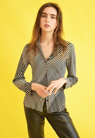 90'S GOES 70'S RETRO OPTICAL PRINT LYCRA SHIRT TOP