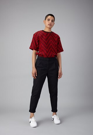 WOVEN FOLK T-SHIRT IN JACQUARD- RED AND BLACK