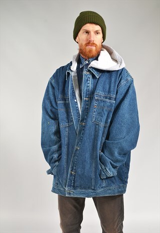 VINTAGE DARK BLUE SUMMIT HOODED DENIM JACKET
