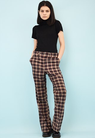 90'S RETRO CLASSIC CUT CHECKED TAPERED TROUSERS