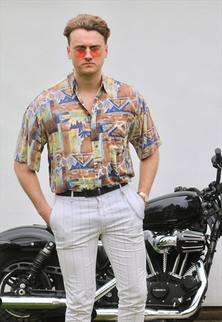 SPURRT USA VINTAGE ABSTRACT WATERCOLOUR SHORT SLEEVE SHIRT