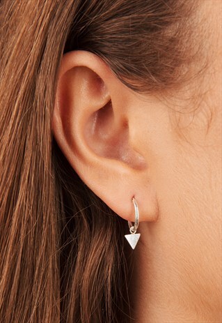 MINI TRIANGLE HOOP EARRINGS STERLING SILVER