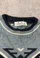 VINTAGE ABSTRACT KNITTED JUMPER PATTERNED GRANDAD SWEATER