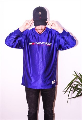 VINTAGE V-NECK LONG SLEEVE TOMMY HILFIGER ATHLETICS JERSEY