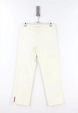 Prada Gabardine Low Waist Classic Trousers in White - 48