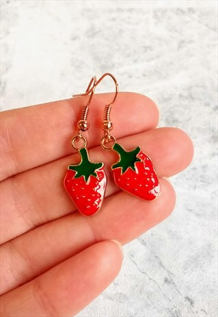 ENAMEL STRAWBERRY EARRINGS