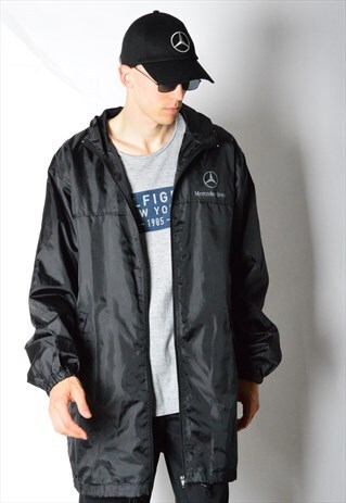 VINTAGE 90S BLACK MERCEDES LIGHTWEIGHT WINDBREAKER JACKET