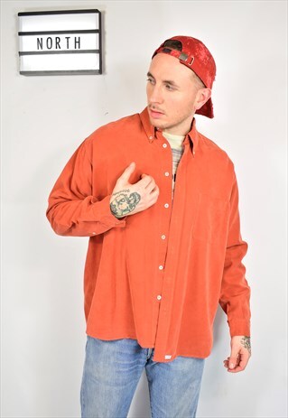 VINTAGE 90S TED BAKER ORANGE POLYESTER SHIRT