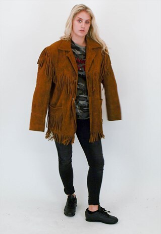 VINTAGE LEATHER FRINGE JACKET