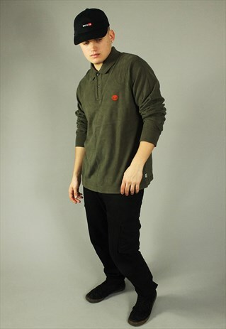VINTAGE TIMBERLAND GREEN LONG SLEEVE POLO