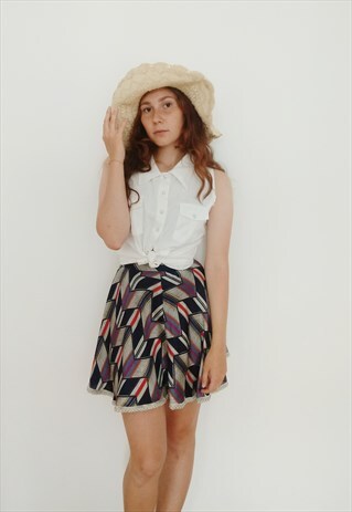 SUMMER FESTIVAL RAINBOW GEOMETRIC PATTERN MINI CIRCLE SKIRT