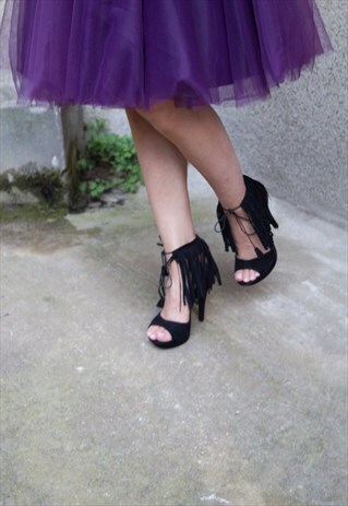BLACK HEELS/PUMPS/ORTHOPEDIC/OPEN TOE/BLACK SANDALS/F1637