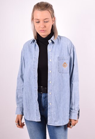RALPH LAUREN WOMENS VINTAGE DENIM SHIRT SMALL BLUE 90S
