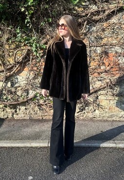 70's Vintage Brown Mink Faux Fur Coat