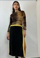 Vintage 90s velvet mini skirt yellow and black 