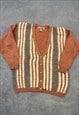 VINTAGE KNITTED CARDIGAN ABSTRACT EMBROIDERED PATTERNED KNIT