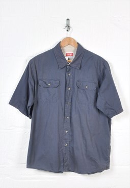 Vintage Wrangler Shirt 90s Short Sleeve Navy XL