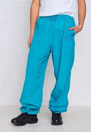 VINTAGE RETRO BLUE ADIDAS TRACK JOGGERS BOTTOMS