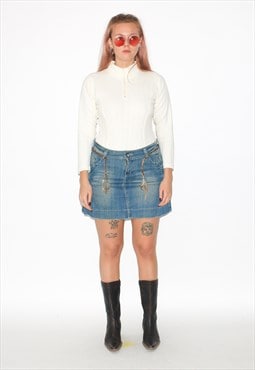 Vintage Y2K denim mini skirt in blue