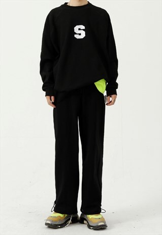 KALODIS VINTAGE LETTERS CASUAL WIDE-LEG TROUSERS