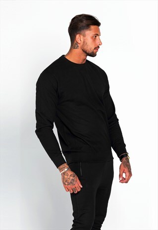 PERSONALISED STAPLE BLANK PLAIN JUMPER SWEATER - BLACK
