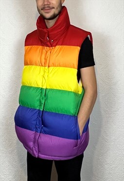 Burberry Runway Puffer Gilet in Rainbow Colours 