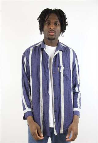 VINTAGE ARMANI NAVY STRIPED SHIRT