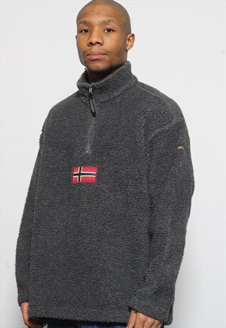 VINTAGE NAPAPIJRI 1/4 ZIP FLEECE GREY