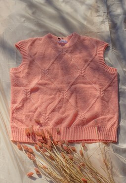 Pink Cable Detail Coral Sweater Vest