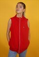 Vintage Y2K Tommy Hilfiger Fleece Vest Red Womens Size Large