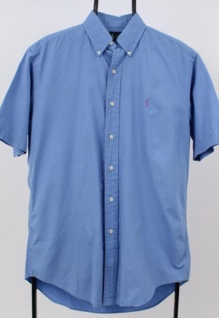 VINTAGE MENS RALPH LAUREN BLUE SHORT SLEEVE SHIRT