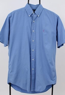 vintage mens ralph lauren blue short sleeve shirt