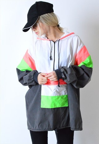 VINTAGE 90S COLOUR BLOCK LIGHTWEIGHT 1/4 ZIPPER JACKET