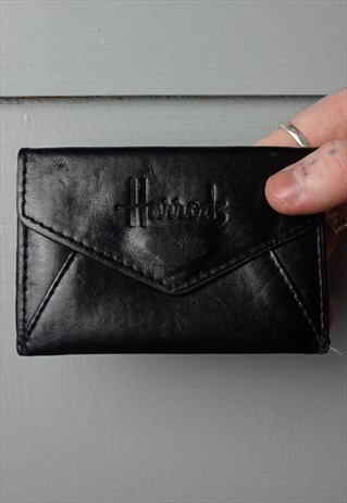 VINTAGE 1990S HARRODS BLACK LEATHER CARD HOLDER