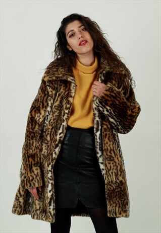 VINTAGE FAUX FUR LEOPARD PRINT COAT