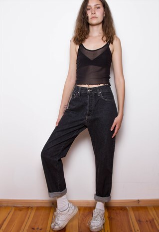VINTAGE 90S VERSACE FADED BLACK JEANS ID:7082