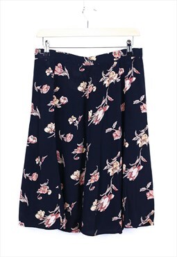 Y2K Floral Skirt Black With Flower Patterns Stretchy 