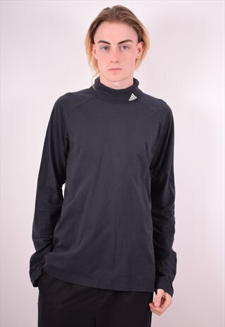 ADIDAS MENS VINTAGE TOP LONG SLEEVE MEDIUM BLACK 90S