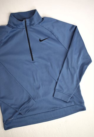 VINTAGE 90S NIKE METALLIC BLUE 3/4 ZIP SWEATSHIRT