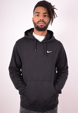 NIKE MENS VINTAGE HOODIE JUMPER MEDIUM BLACK 90S