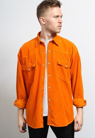 VINTAGE CORDUROY CORD SHIRT ORANGE