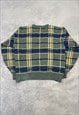 VINTAGE KNITTED JUMPER ABSTRACT PATTERNED GRANDAD SWEATER