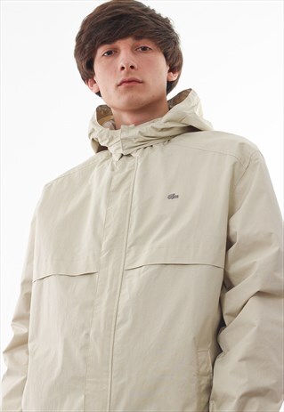 VINTAGE LACOSTE SHELL WINDBREAKER COAT 90S BEIGE