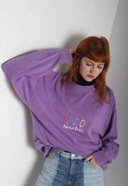 Vintage Paco 90's Spellout Sweatshirt Jumper Purple