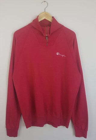 VINTAGE CHAMPION 1/4 ZIP SWEATSHIRT RED