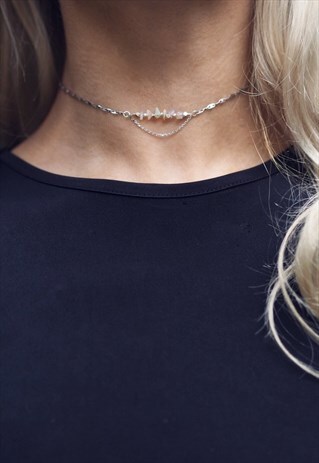 EMELIE. ETHIOPIAN OPAL CHOKER IN SILVER